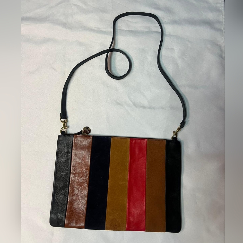 Clare V Black and Brown Crossbody Bag with Bold Stripes - Picture 1 of 4